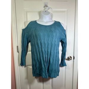 Westbound blue cold shoulder sweater 1x